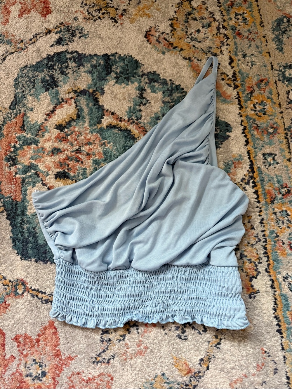 Urban Outfitters Pale Blue One-Shoulder Crop Top